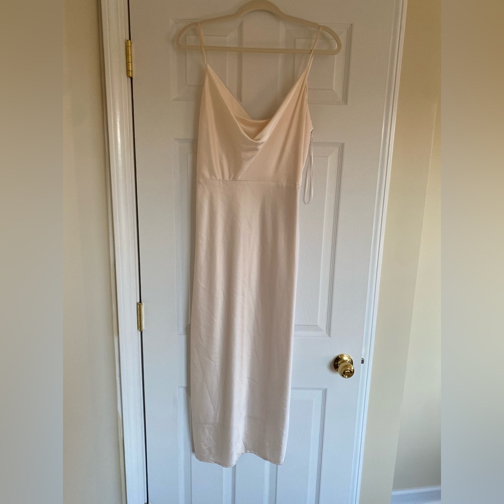 Adelyn Rae Cream Satin Dress